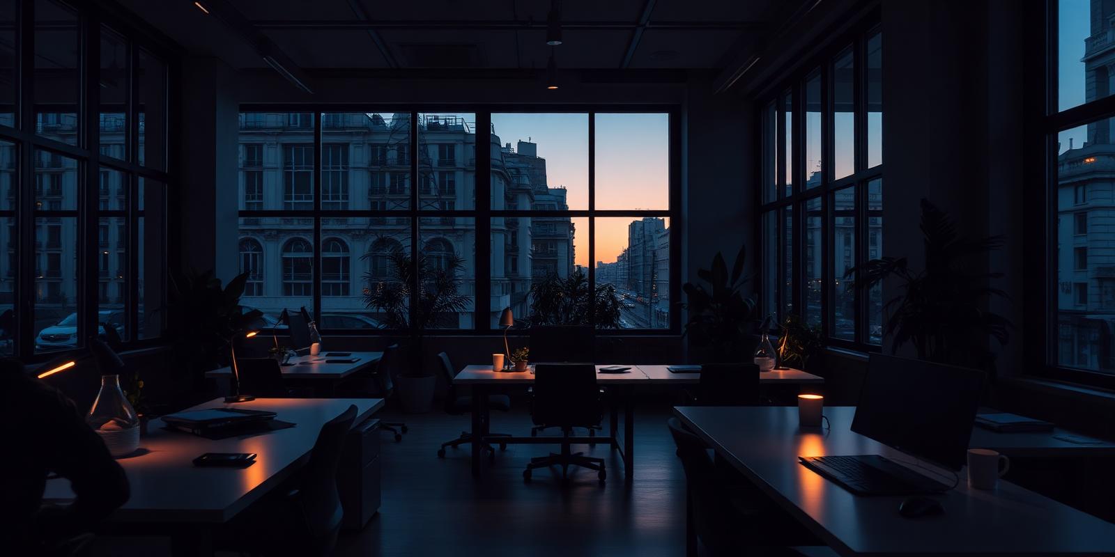 Bureaux d'IA Data Group à Paris au crépuscule
